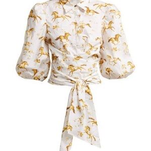 Ganni Horse Print Wrap Shirt